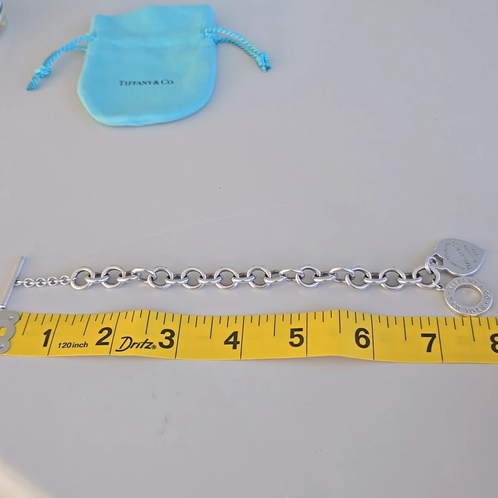 Return To Tiffany & Co  Toggle Heart Thick Bracelet Silver 7 Inch